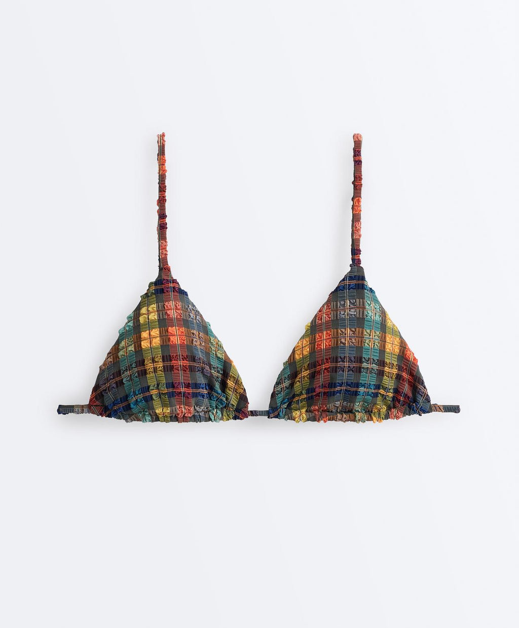 Textured check print triangle bikini