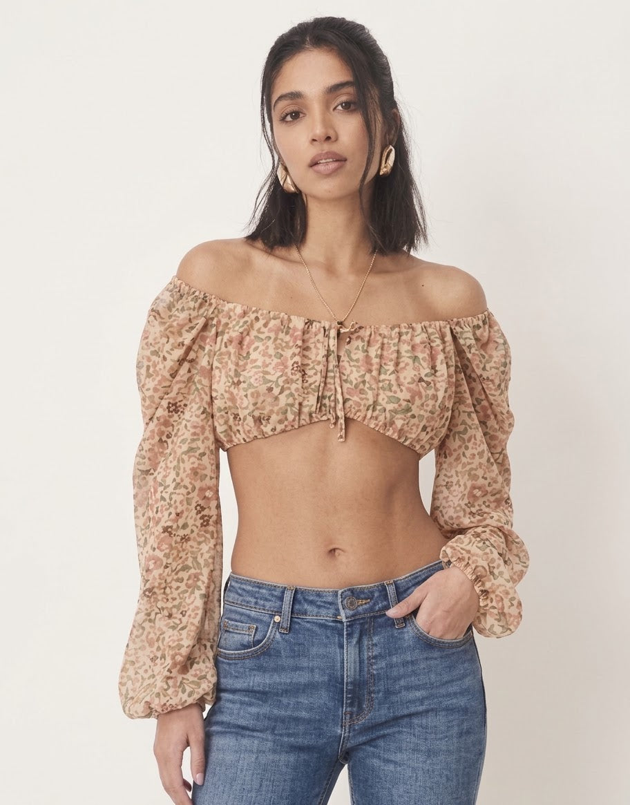 Boho Floral Off-the-Shoulder Top