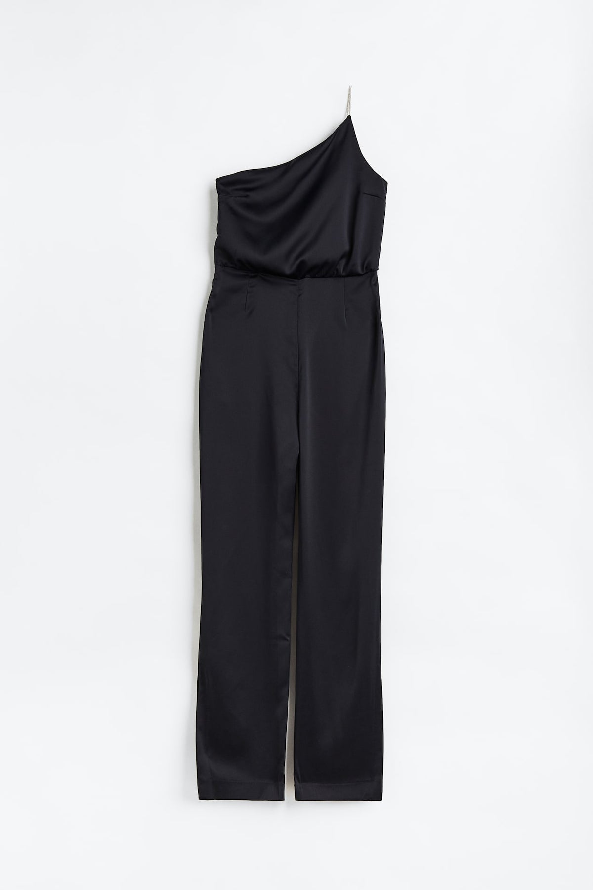 RHINESTONE-STRAP ONE-SHOULDER JUMPSUIT
