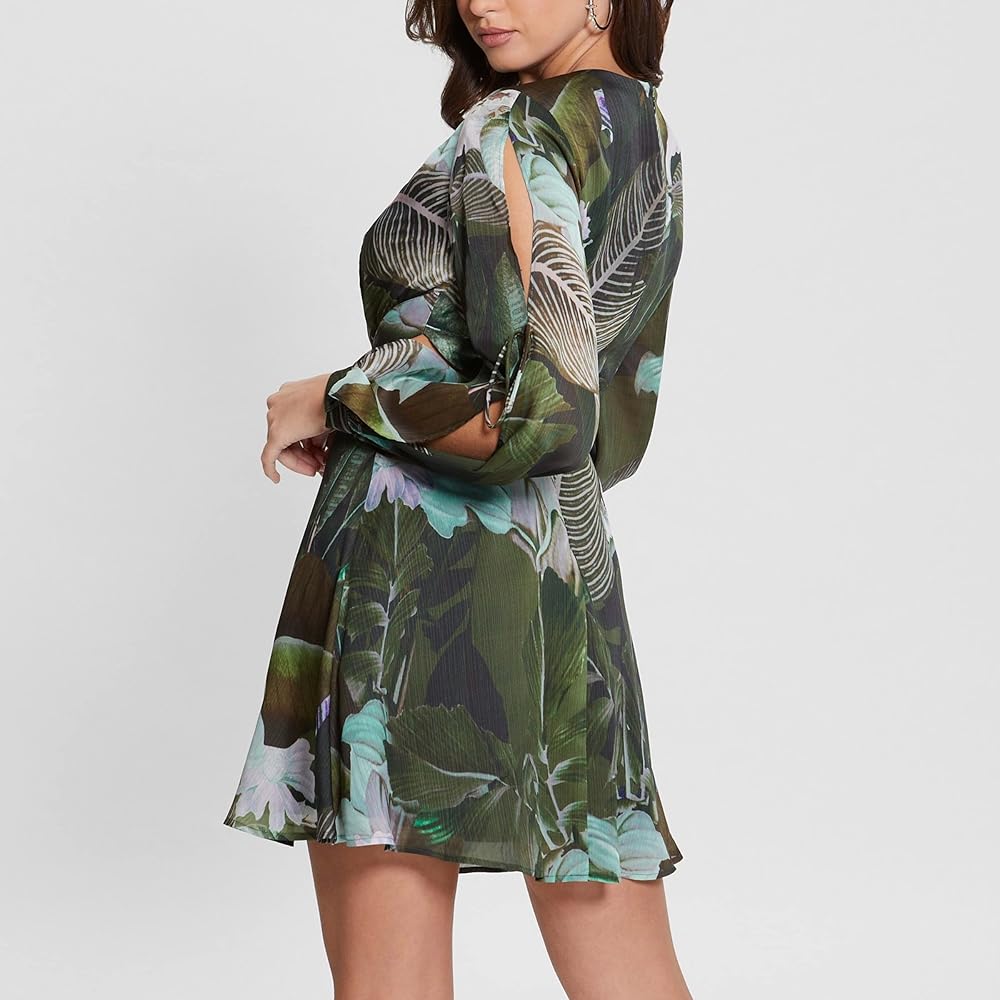 Tropical Cut-Out Mini Dress
