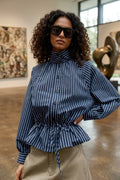 STRIPED HIGH NECK SHIRT
