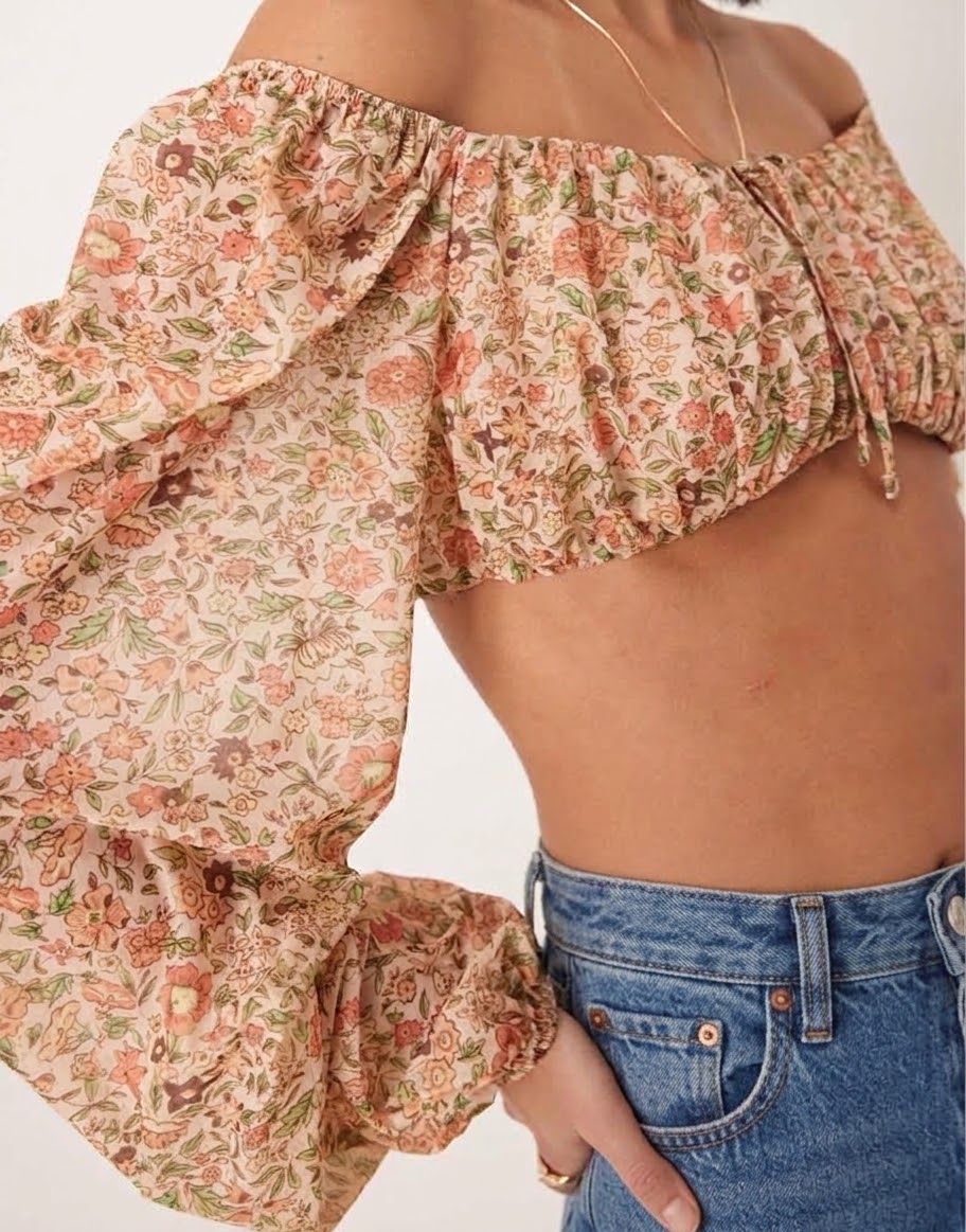 Boho Floral Off-the-Shoulder Top