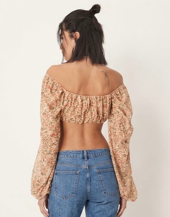 Boho Floral Off-the-Shoulder Top