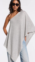 One-Shoulder Metallic Knit Poncho Top