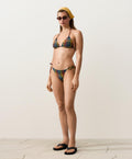 Textured check print triangle bikini