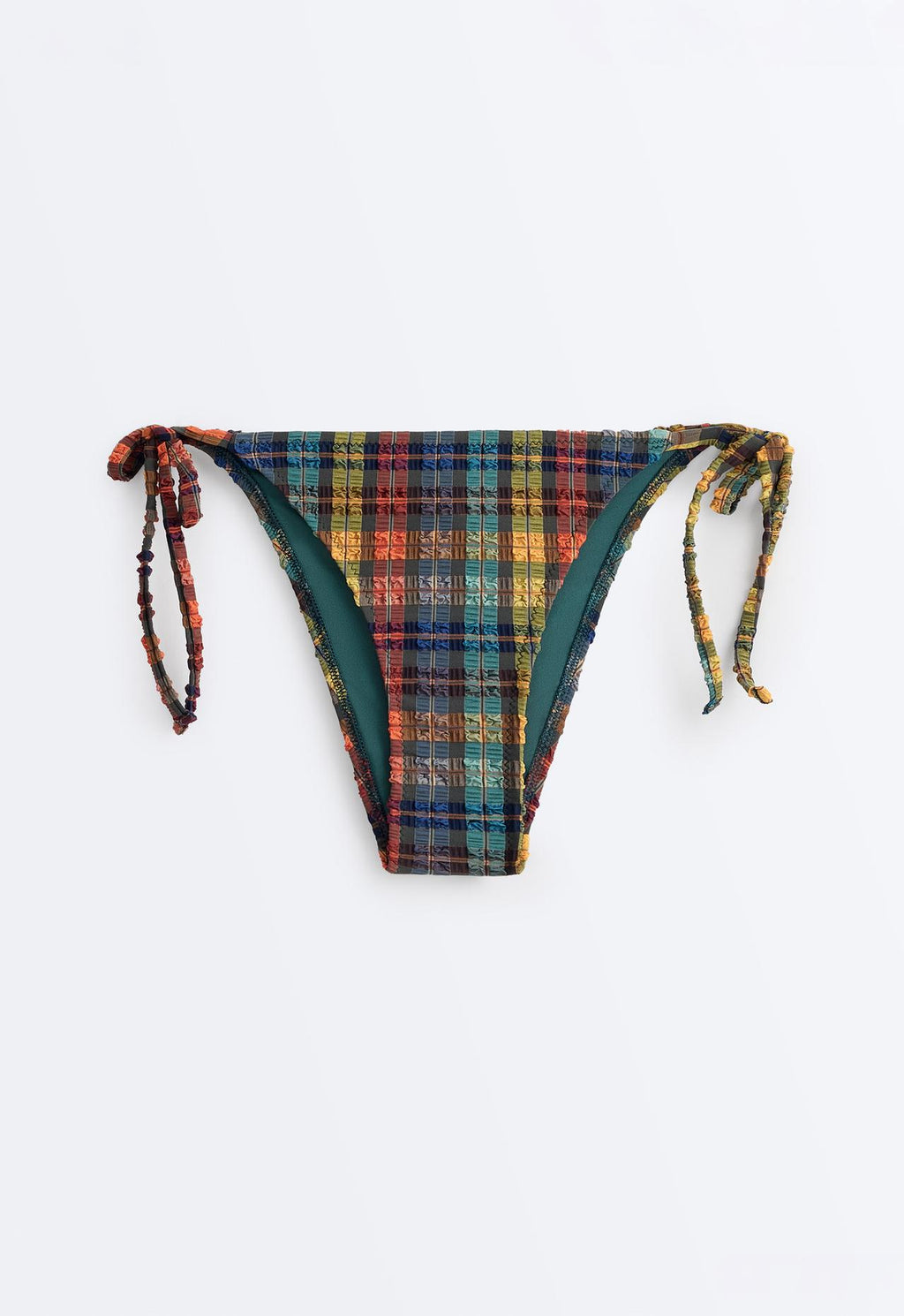 Textured check print triangle bikini