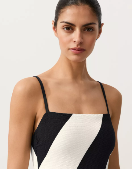 Diagonal stripe bandeau swimsuit