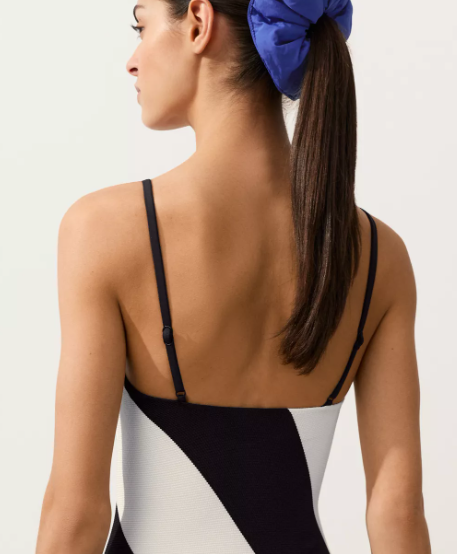 Diagonal stripe bandeau swimsuit