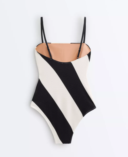Diagonal stripe bandeau swimsuit