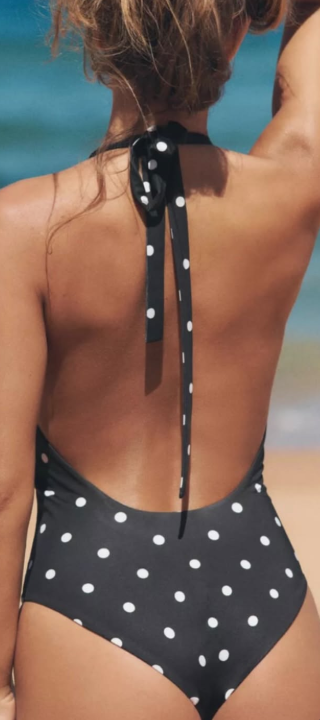 Polka Dot Plunge Swimsuit