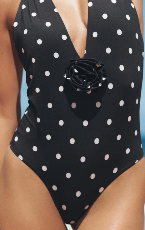 Polka Dot Plunge Swimsuit