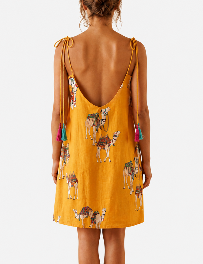 Sand Camel Print Cotton Sundress