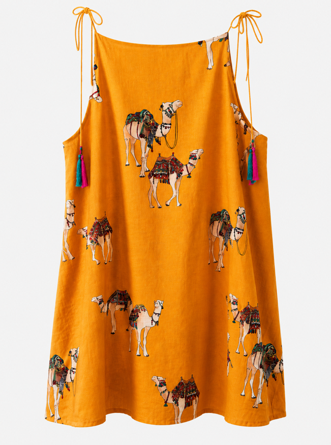 Sand Camel Print Cotton Sundress