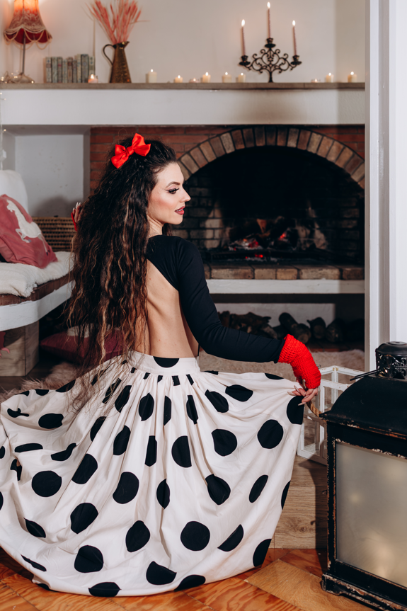 Dolce Polka Dot Midi Skirt