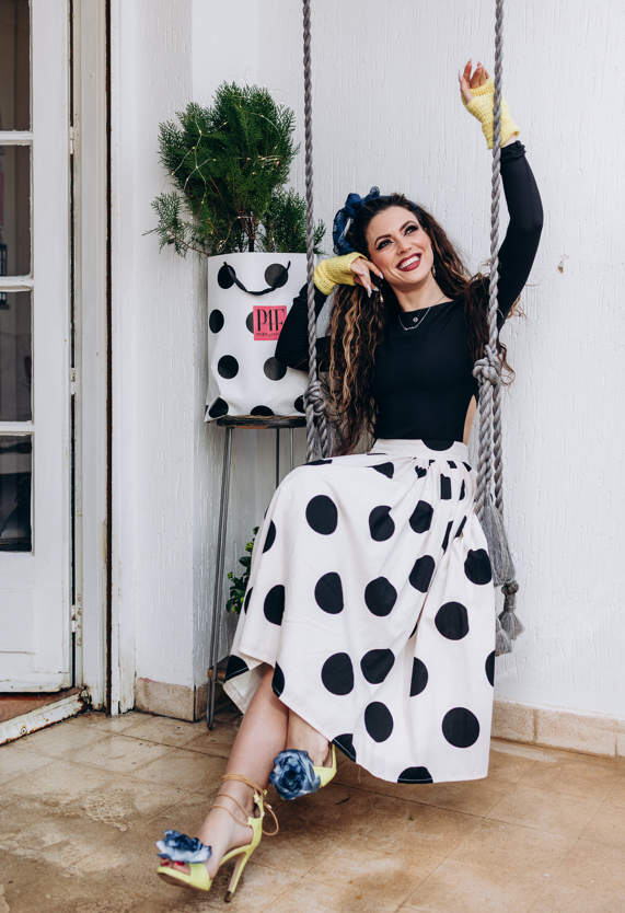 Dolce Polka Dot Midi Skirt