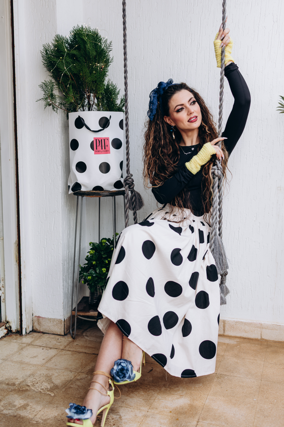 Dolce Polka Dot Midi Skirt