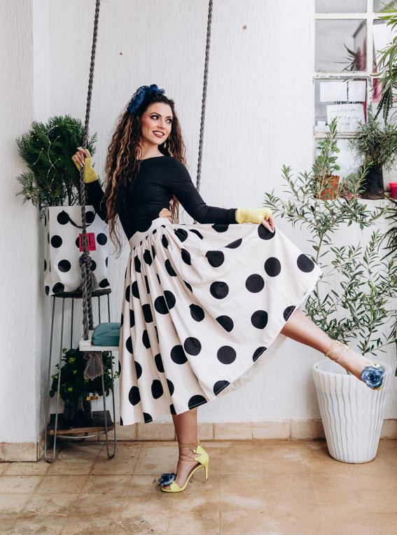 Dolce Polka Dot Midi Skirt