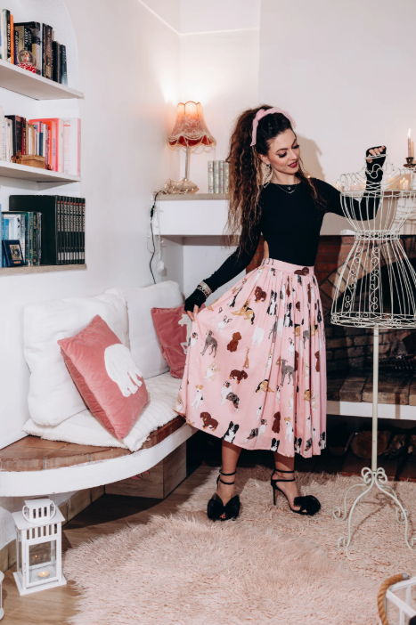 Puppy Love Pleated Midi Skirt