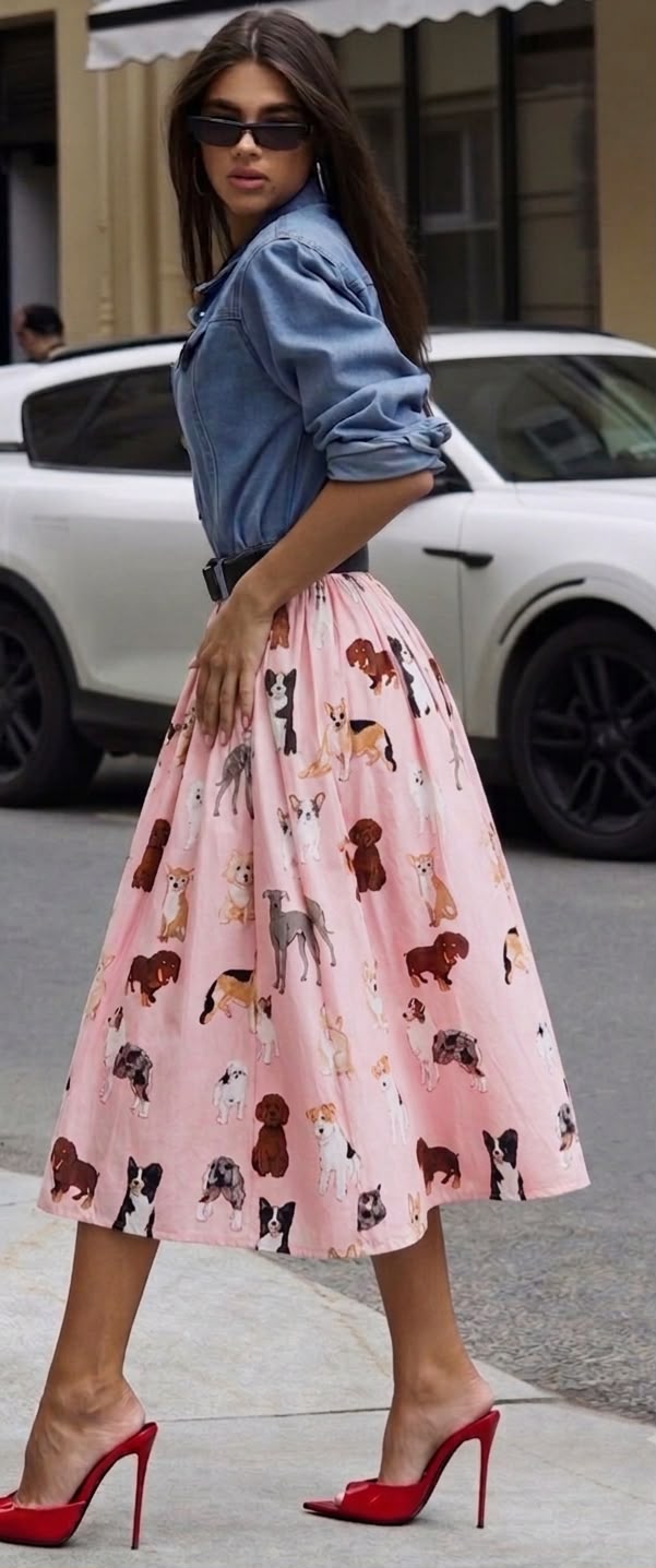 Puppy Love Pleated Midi Skirt