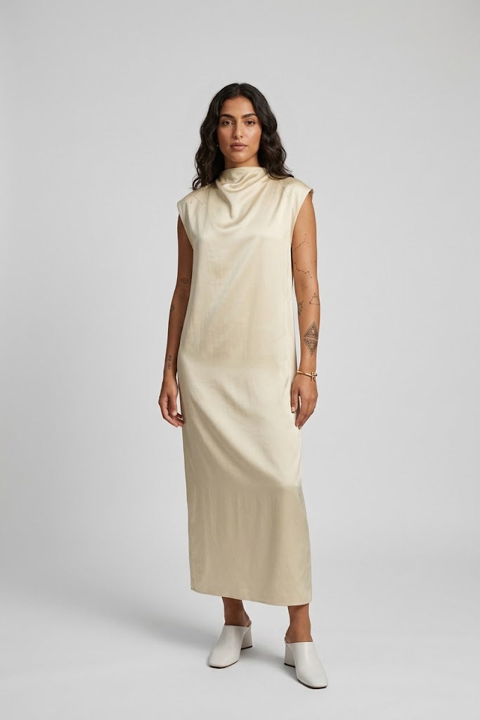 FROG FASTENING SATIN DRESS